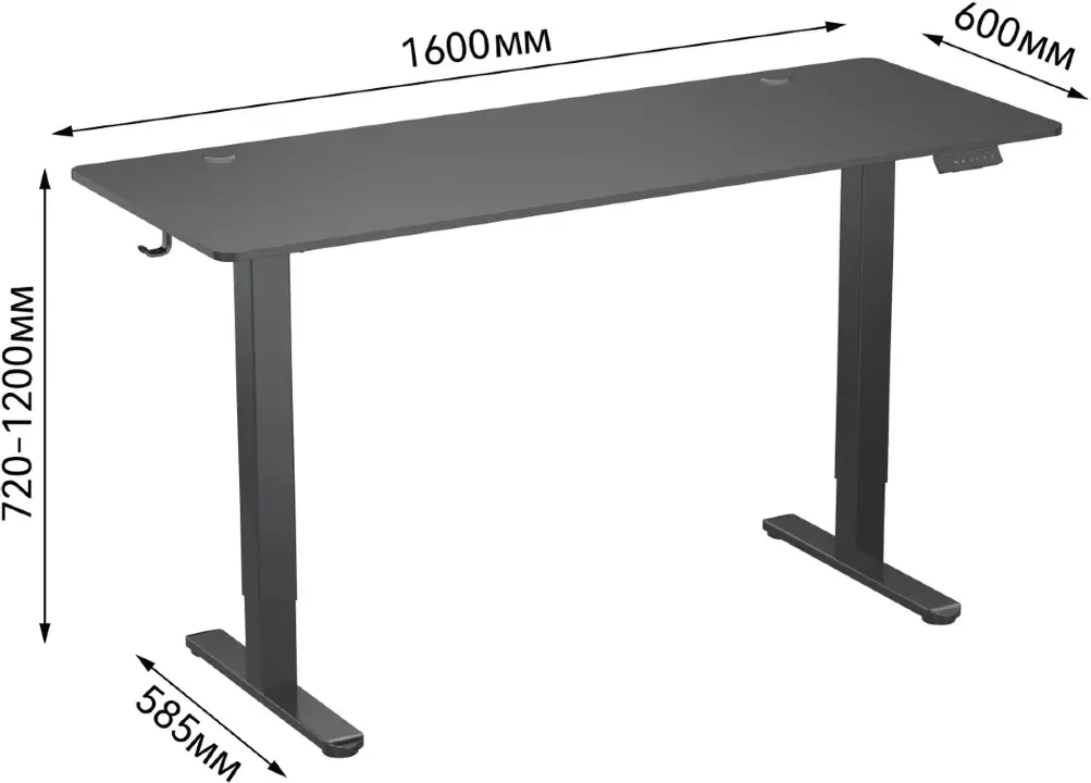 Стол для компьютера Cactus CS-EDL-BBK столешница ДСП черный каркас черный