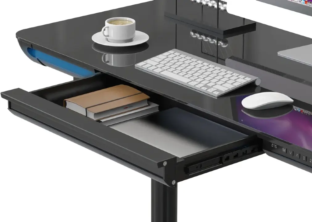 Стол для компьютера Cactus CS-EGD-BK-LED столешница закаленное стекло черный каркас черный