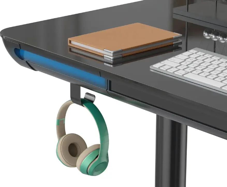 Стол для компьютера Cactus CS-EGD-BK-LED столешница закаленное стекло черный каркас черный