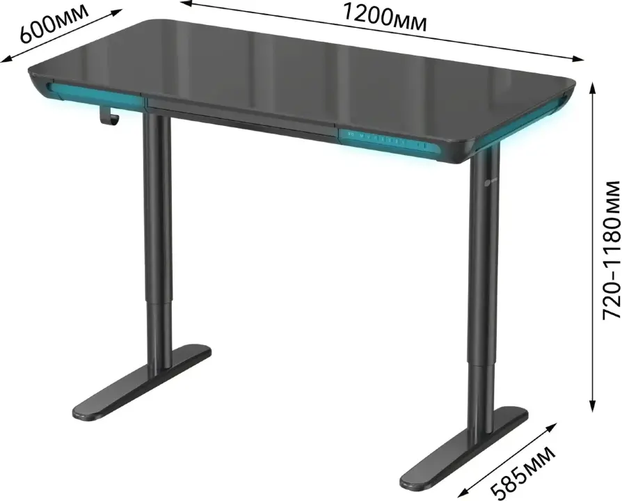Стол для компьютера Cactus CS-EGD-BK-LED столешница закаленное стекло черный каркас черный