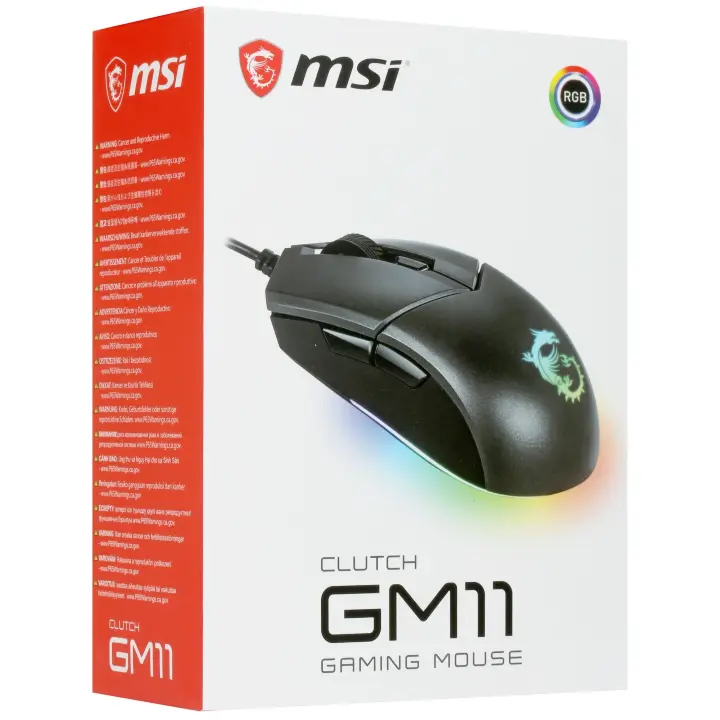 Мышь проводная MSI Clutch GM11 черный, 5000 dpi, USB, кнопки - 6