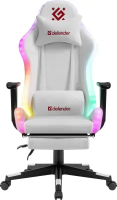 Кресло игровое Defender Watcher, на колесиках, эко.кожа/винил, белый