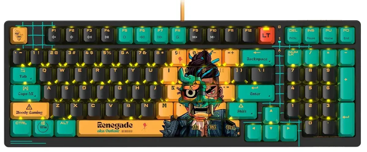 Клавиатура A4Tech Bloody AT98 Renegade проводная USB черный/зеленый