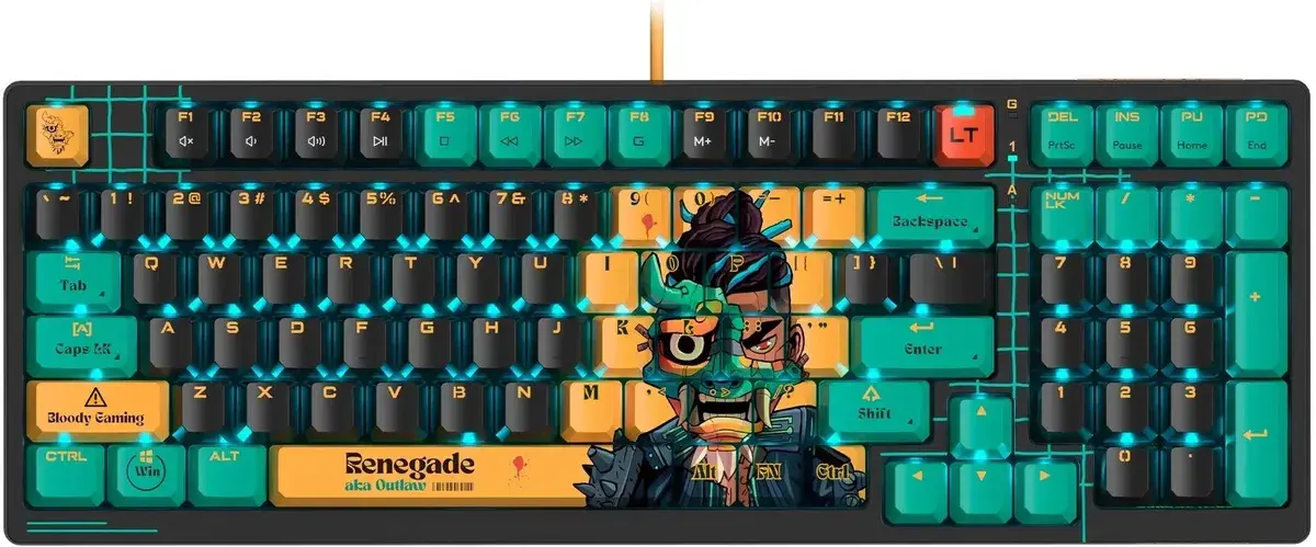 Клавиатура A4Tech Bloody AT98 Renegade проводная USB черный/зеленый