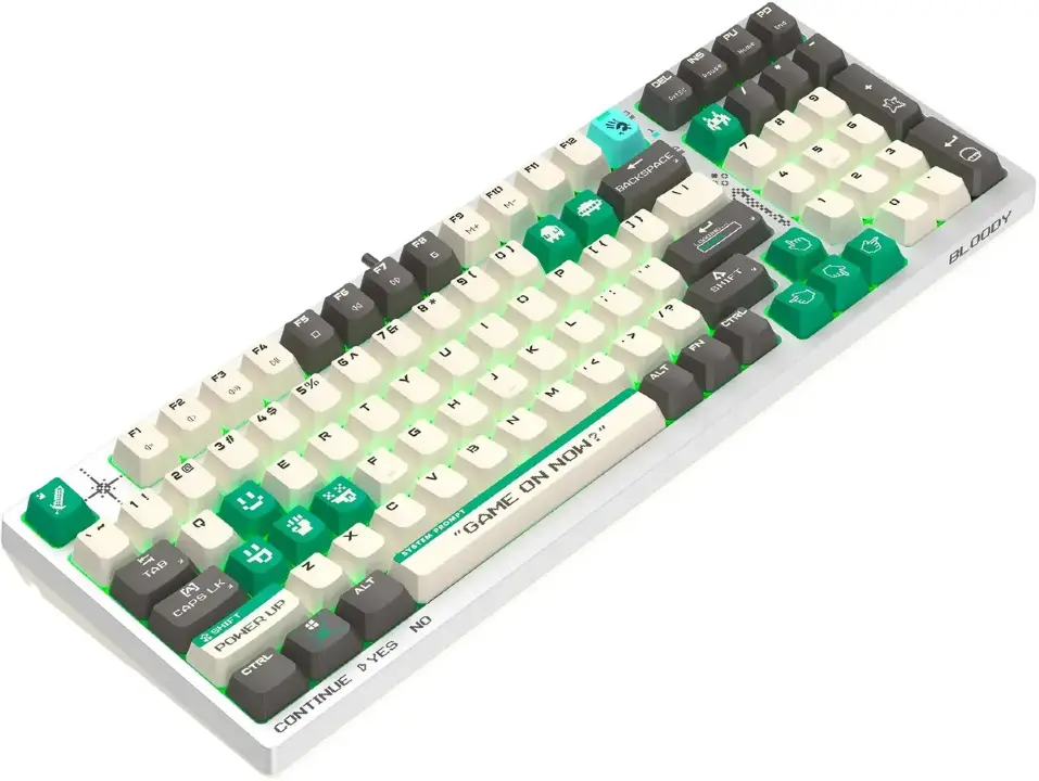 Клавиатура A4Tech Bloody S98 Pixels Green проводная USB белый/бежевый