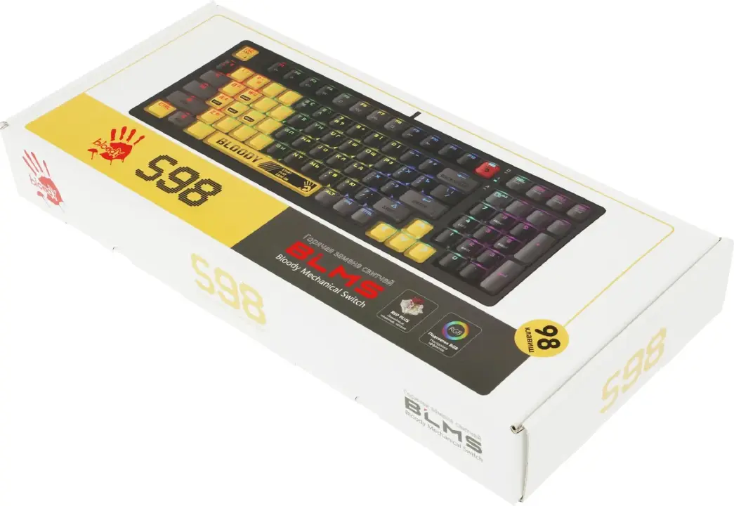 Клавиатура A4Tech Bloody S98 Sports Lime BLMS Plus проводная USB желтый/серый 