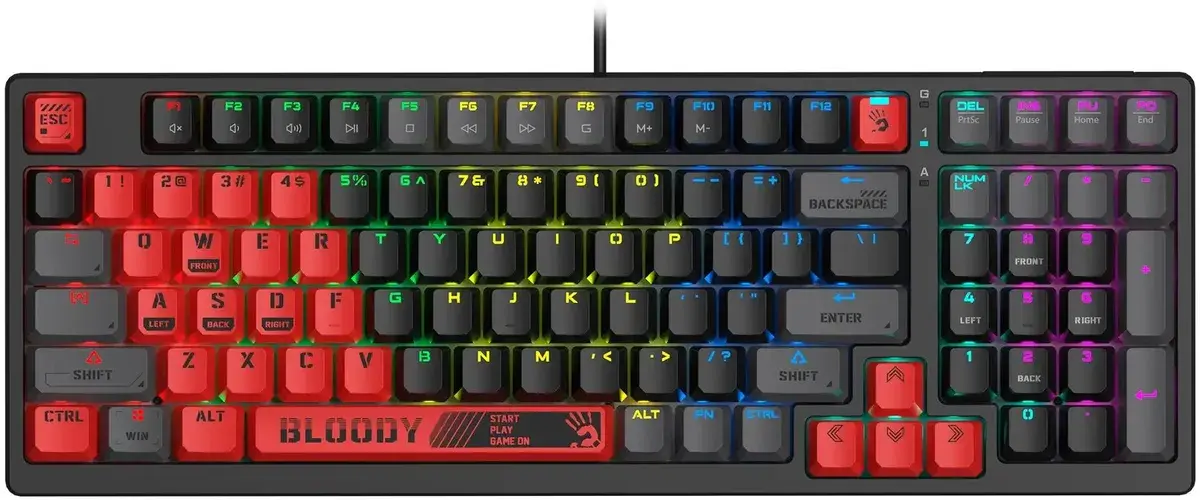 Клавиатура A4Tech Bloody S98 Sports Red BLMS Plus проводная USB красный/черный 
