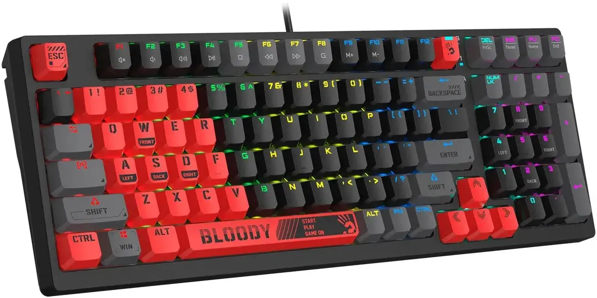 Клавиатура A4Tech Bloody S98 Sports Red BLMS Plus проводная USB красный/черный 