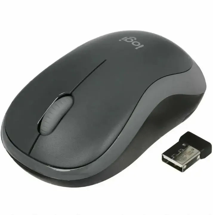 Мышь беспроводная Logitech M186 черный/серый, 1000 dpi, радиоканал, USB, кнопки - 3