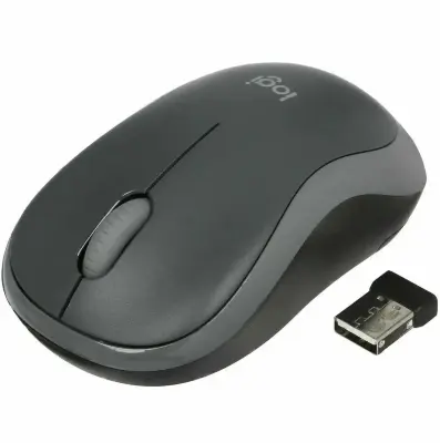 Мышь беспроводная Logitech M186 черный/серый, 1000 dpi, радиоканал, USB, кнопки - 3