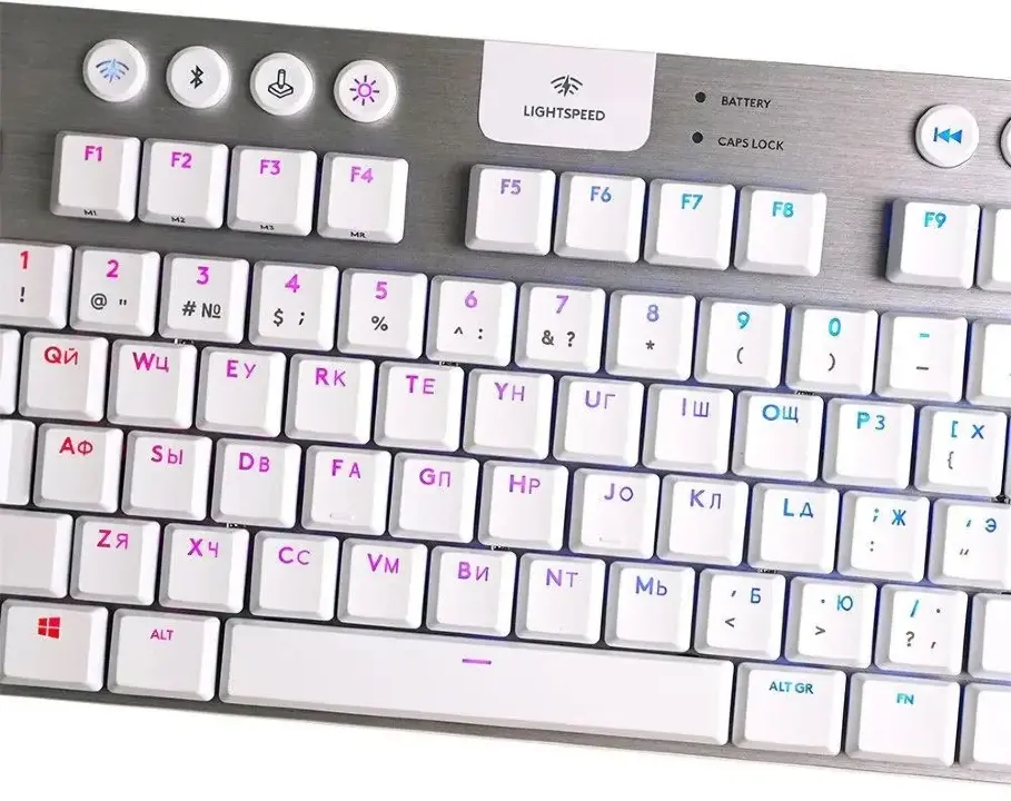 Клавиатура Logitech G915 TKL Lightspeed беспроводная, USB, Bluetooth/Радиоканал, серебристый 