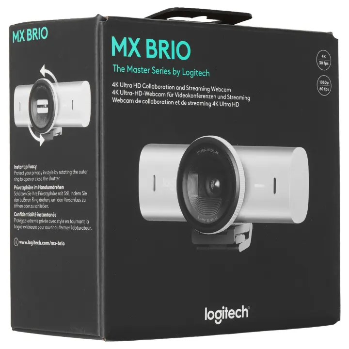 Веб-камера Logitech Brio MX 4К, 3840x2160, серый 