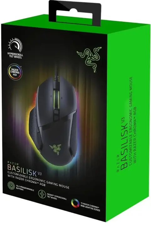 Мышь проводная Razer Basilisk V3 черный, 26000 dpi, USB, кнопки - 11