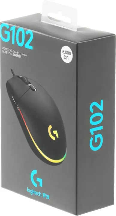 Мышь проводная Logitech G102 LIGHTSYNC черный, 8000 dpi, USB, кнопки - 6 