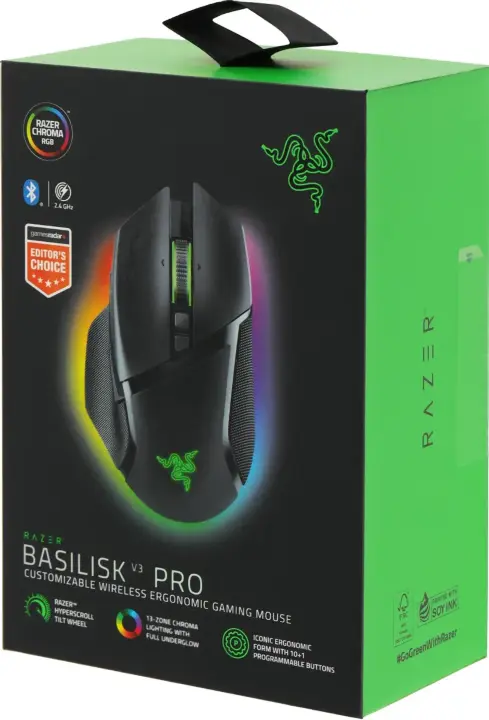 Мышь беспроводная/проводная Razer Basilisk V3 Pro 35K черный, 35000 dpi, радиоканал, Bluetooth, USB, кнопки - 11 
